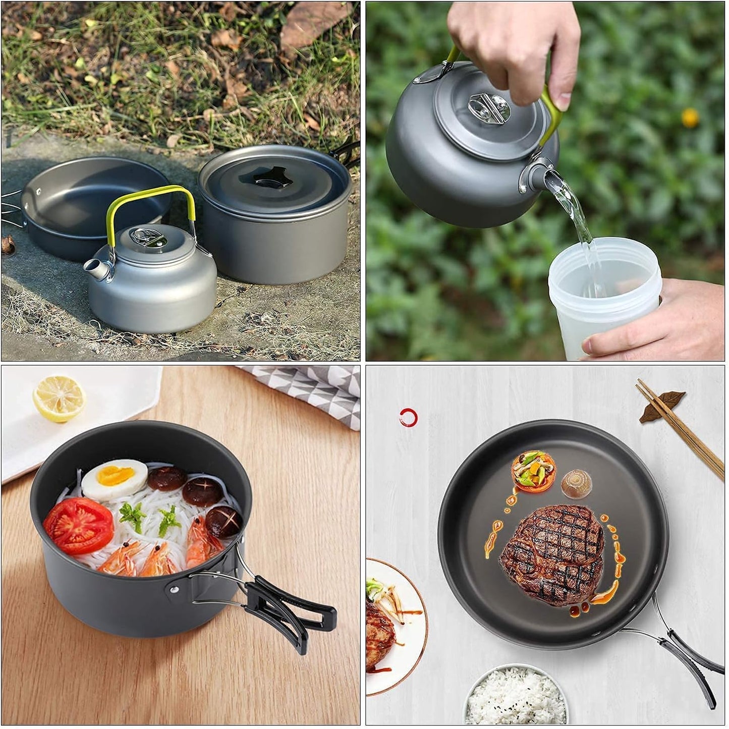10 kusů kuchyňského nádobí sada piknikových hrnců